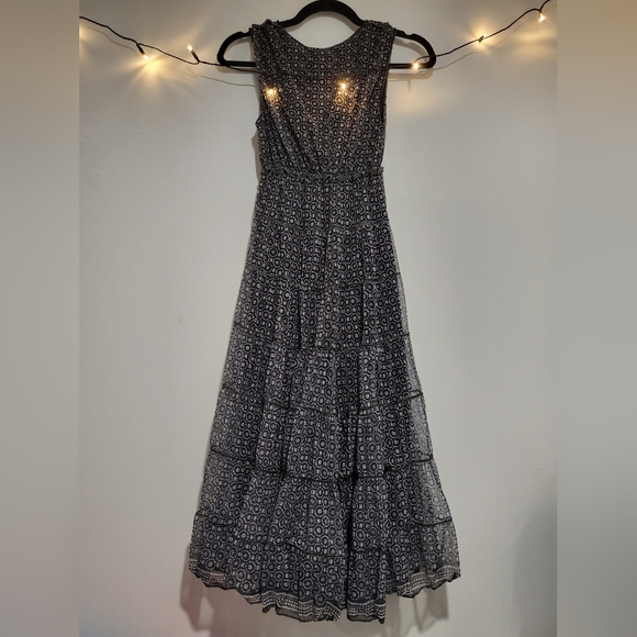 🖤 SOLD ON EBAY 🖤 Max Studio Sleeveless Floral Ruffle Midi Dress Medium - Picture 4 of 6